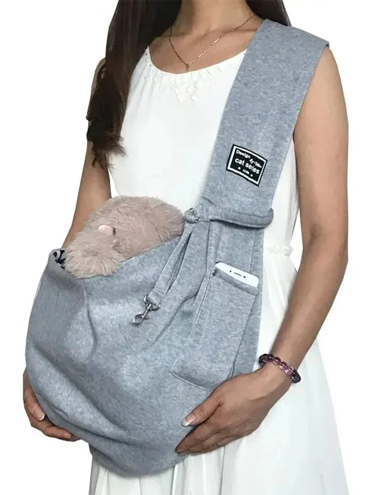Portable Foldable Breathable Gray Pet Crossbody Bag Soft Dog Backpack Travel Teddy Poodle