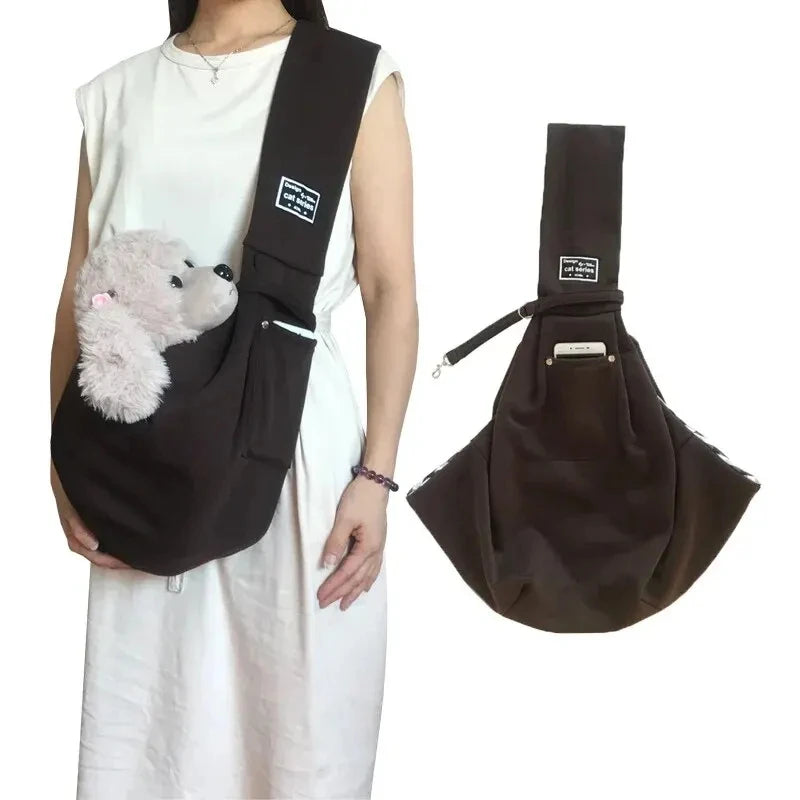 Portable Foldable Breathable Gray Pet Crossbody Bag Soft Dog Backpack Travel Teddy Poodle
