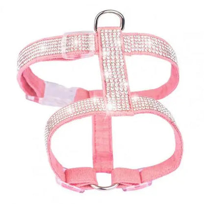 Chest Strap Rhinestone Decor Breathable Faux Leather Walking Safety Pet Harness for Dog accessories Suministros para perros