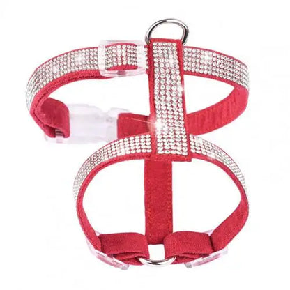 Chest Strap Rhinestone Decor Breathable Faux Leather Walking Safety Pet Harness for Dog accessories Suministros para perros