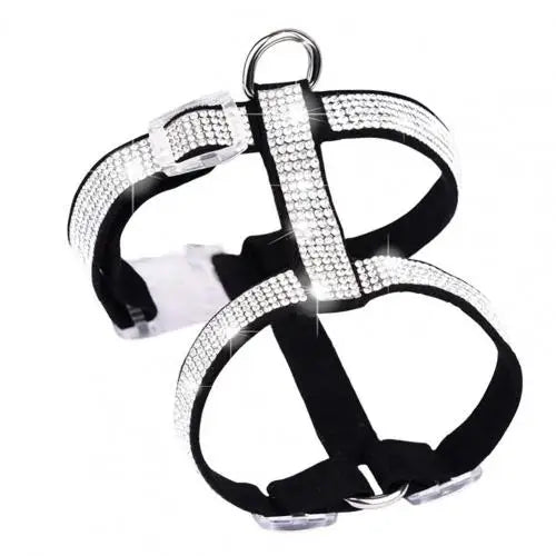 Chest Strap Rhinestone Decor Breathable Faux Leather Walking Safety Pet Harness for Dog accessories Suministros para perros
