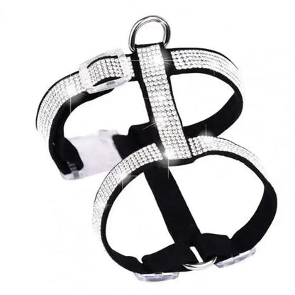 Chest Strap Rhinestone Decor Breathable Faux Leather Walking Safety Pet Harness for Dog accessories Suministros para perros