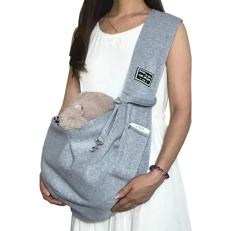 Portable Foldable Breathable Gray Pet Crossbody Bag Soft Dog Backpack Travel Teddy Poodle